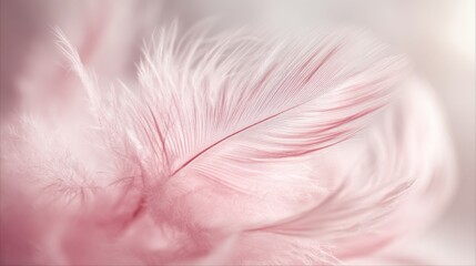 Obraz premium Close-up of soft pink feather with delicate barbs and gentle natural texture.
