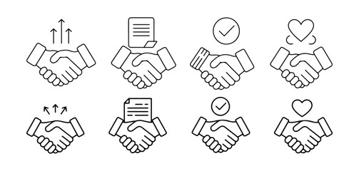 handshake icon set business partnership

