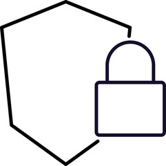 Lock near Shield Minimalistic Thin Line Icon for Web and Graphic Design, Apps, Banners, Social Network and Cards