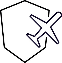 Plane near Shield Minimalistic Sign for Web and Graphic Design, Apps, Banners, Social Network and Cards