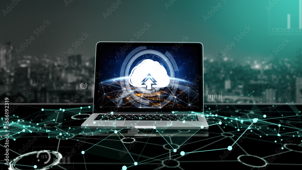 Poster cloud computing software for modish remote work and personal data storage