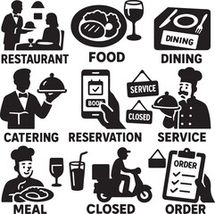 Restaurant service dining food catering reservation meal delivery order vector
