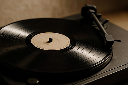 Old vinyl record and vintage turntable on white background showcasing retro music equipment
