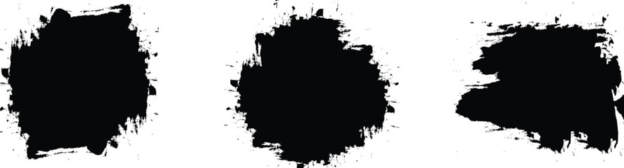 Grunge badge brush, hand drawn black sticker, Ink smudge abstract shape stains and smear set with texture - vector illustration 