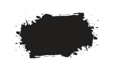 Grunge badge brush, hand drawn black sticker. 