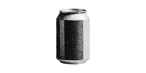 Vintage Soda Can In Retro Halftone. Beverage Container Illustration Isolated On Transparent Background