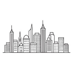 Naklejka premium An urban cityscape vector illustration showcasing building silhouettes against a skyline