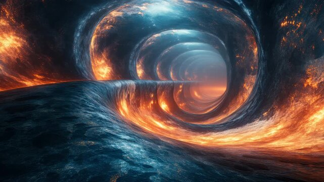Hypnotic fiery vortex beneath starry skies unveiling mystical dimensions video
