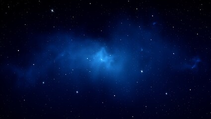 Fototapeta premium Vast, deep blue expanse of space with a galaxy glowing in the center,Stunning depiction of an immense, star-filled universe with a bright blue nebula