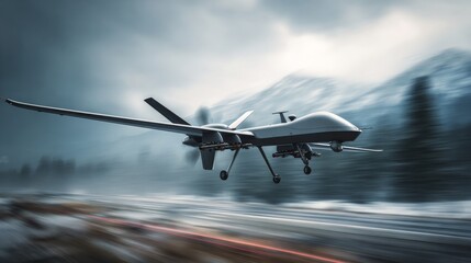 Advanced combat drones engaged in aerial maneuvers and tactical operations in flight