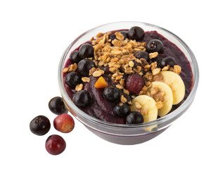 Bowl of Brazilian Frozen Açai Berry top view with white background transparent png