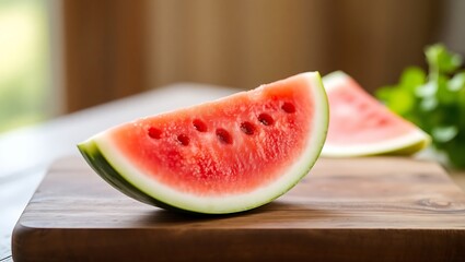 Droplets on Fresh Watermelon Slice: Juicy and Refreshing Summer Treat for National Watermelon Day