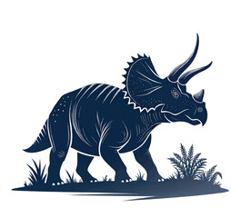 Triceratops Dinosaur Silhouette Vector Illustration – Prehistoric Animal Design, Isolated on White Background




