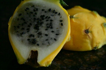 red and yellow dragon fruit,