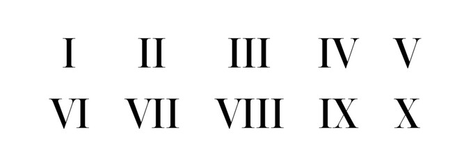 Roman numerals vector symbols