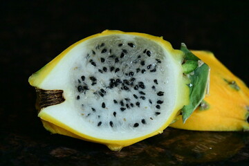 red and yellow dragon fruit,