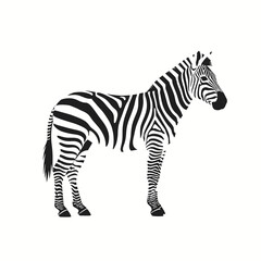 A stylized black and white zebra, standing profile, isolated on white background.
