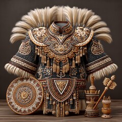Historical inspired warrior costume display high resolution picture