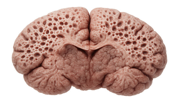 Prion-induced vacuolated brain tissue with spongiform appearance