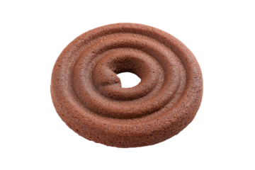 a chocolate donut with a hole in the middle
