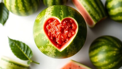  Watermelon with Heart Cutout: Symbol of Love, Health, and Fresh Summer Delights