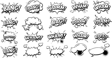 BANG Comic book explosion sound effect, Comic Speech Bubble
