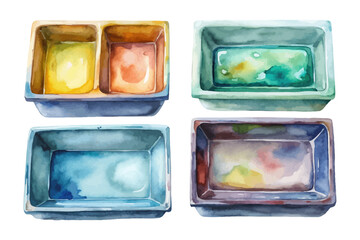 watercolor Staining Tray vector illustration isolated on white background