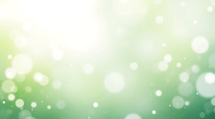 Obraz premium Soft green gradient with floating bokeh lights and particles abstract background
