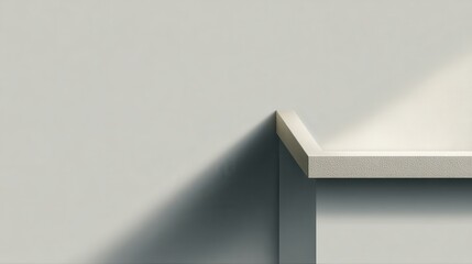 Fototapeta premium Empty shelf protruding from a corner bathed in soft light, creating a subtle shadow, perfect for product placement or minimalist interior design
