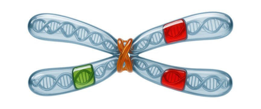 Detailed view of sister chromatids post-crossover with altered alleles