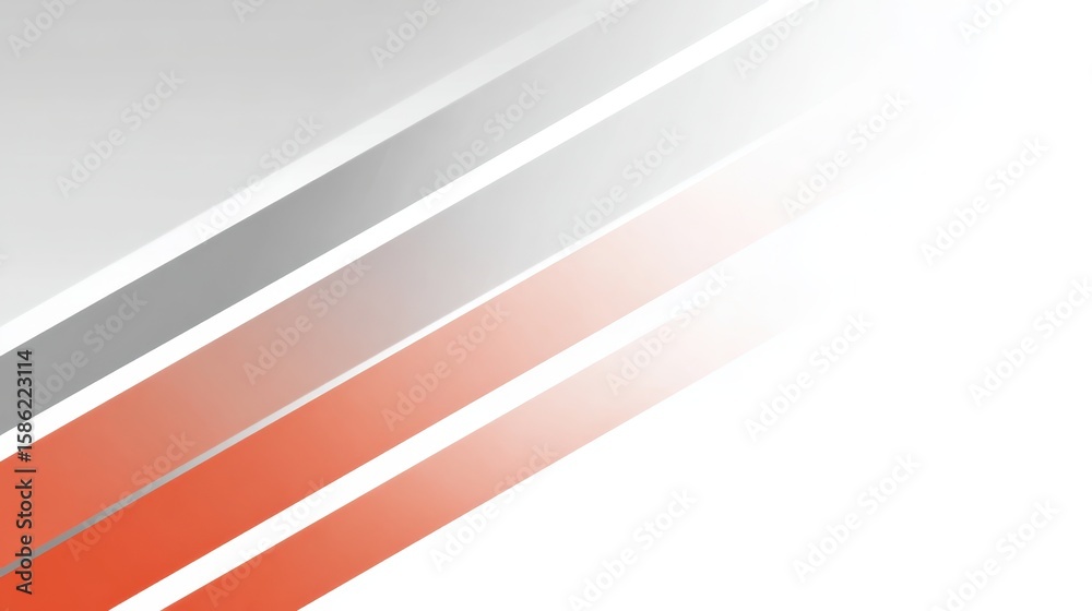 Poster diagonal orange and gray stripes intersecting dynamically, generating geometric abstract pattern wit