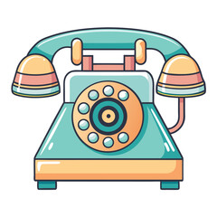 Retro teal and orange rotary dial telephone with a classic design
