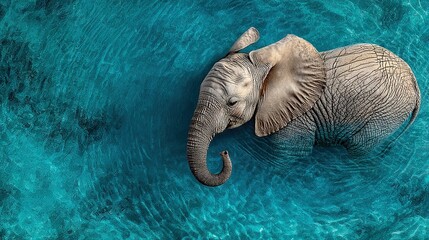  Elephant swimming, trunk hanging