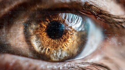 Futuristic Close-Up of Human Eye with Digital Overlay