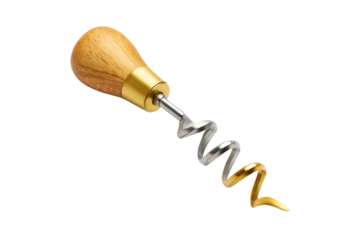 a corkscrew with a cork opening on a white background