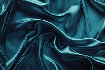 Close-Up Green Denim Fabric Texture with Soft Folds and Weave.