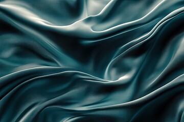 Close-Up Green Denim Fabric Texture with Soft Folds and Weave.