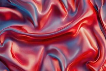 Close-Up red Denim Fabric Texture with Soft Folds and Weave.