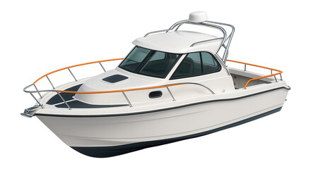 Deep-V hull fishing cruiser with enclosed cabin and radar arch