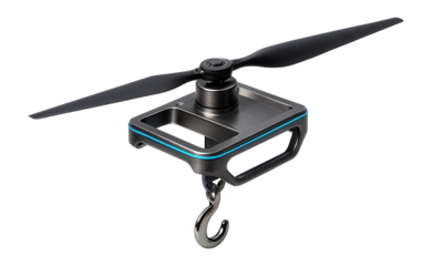 Single-rotor delivery drone with a large central rotor and an external cargo hook