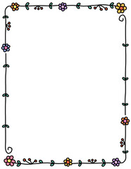 Floral frame. Doodle flower border. Leaf frame. Spring frame. Summer borders. Hand drawn borders clipart. png. Educational borders and frames. Teacher school border design. 