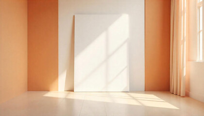 Fototapeta premium Empty white room interior with a window, wood floor, and nobody inside, offering a new, open living space