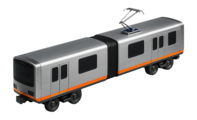 Articulated electric train unit with flexible gangway connection and roof-mounted pantograph