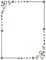 Fototapeta premium Floral frame. Doodle flower border. Duck frame. Spring frame. Summer borders. Hand drawn borders clipart. png. Educational borders and frames. Teacher school border design. 
