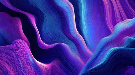 Bright purple and blue abstract waves flow dynamically in a seamless cosmic background