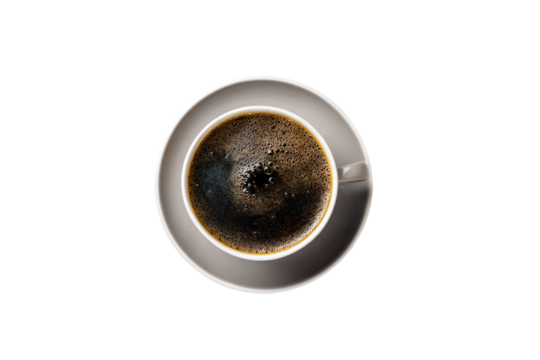 a cup of coffee on a saucer on a white surface - Powered by Adobe
