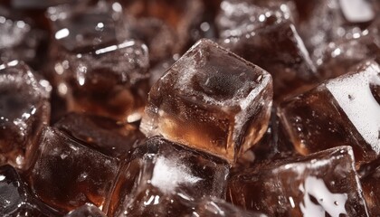 Sweet Indulgent Summer Dessert Detail Delicious Cold Coffee with Melting Ice



