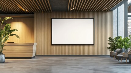 Modern lobby with wooden accents