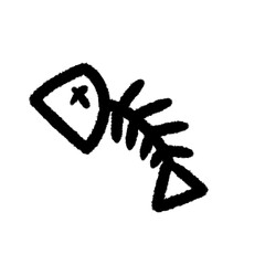 fish bone PNG Handdrawn Cartoon Doodle Clipart Kawaii Black and White Outline Elements in Fun Sketch Style for Kids, Notes, Scrapbook, or Digital Design