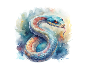 Fototapeta premium watercolor Snake vector illustration isolated on white background